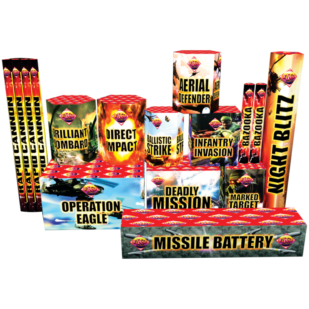 Armoury Crate 34pce By Bright Star Fireworks - LESS THEN HALF PRICE SALE!