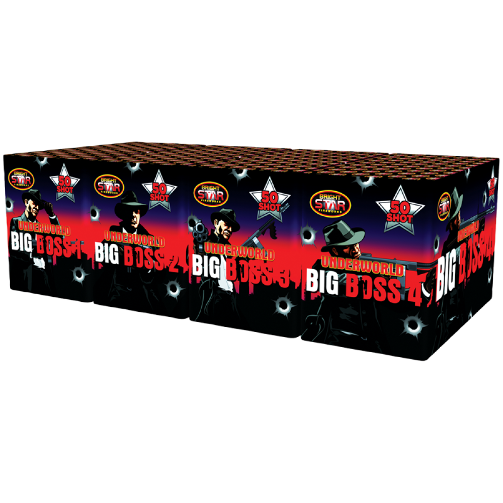 Big Boss 50 Shot Barrage 4pce kit (1.3G) By Bright Star Fireworks - HALF PRICE SALE!