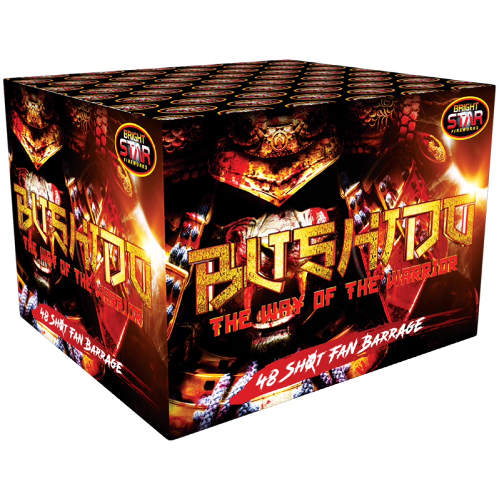 Bushido 48 Shot Fan Barrage by Bright Star Fireworks- BUY 1 GET 1 FREE!