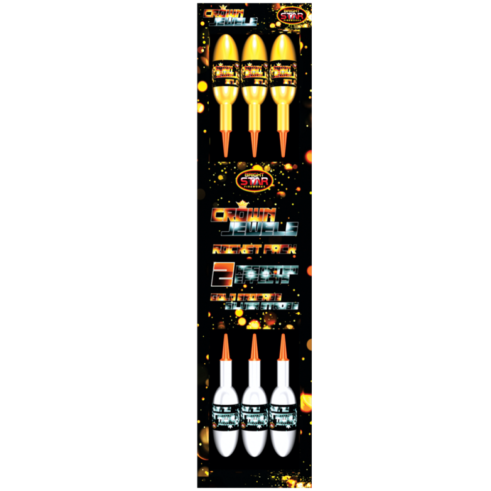 Crown Jewels Rockets Shell Burst Gold Brocade & Silver Strobe 6pce Boxed - HALF PRICE SALE!