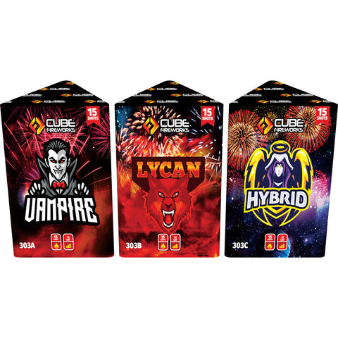 Vampire/Lycan/Hybrid 15 Shot Barrages By Cube Fireworks - BUY 1 GET 1 FREE!