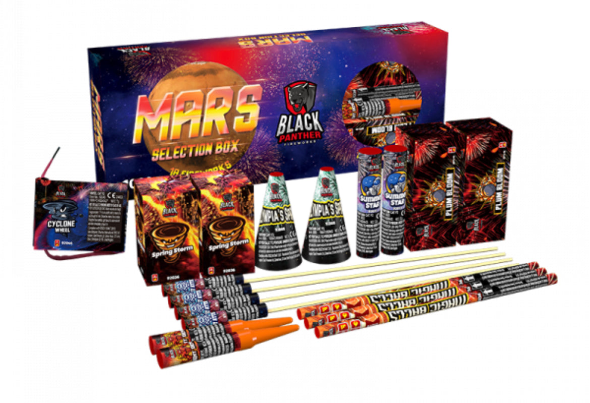 Jaguar Or Mars Selection Box 18 Pcs By Cube Fireworks - BUY 1 GET 1 FREE!