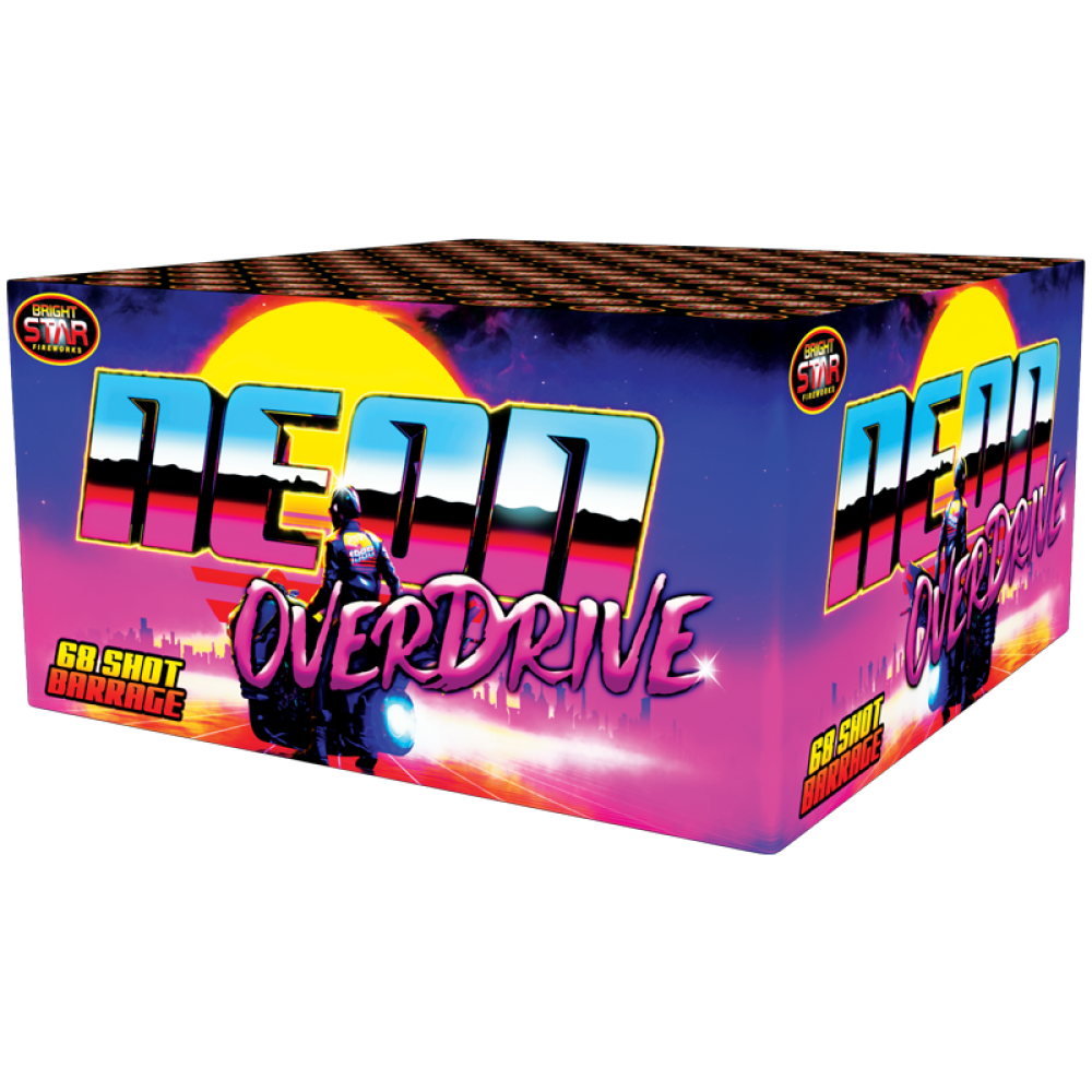 Neon Overdrive 68 Shot Barrage by Bright Star Fireworks- BUY 1 GET 1 FREE!