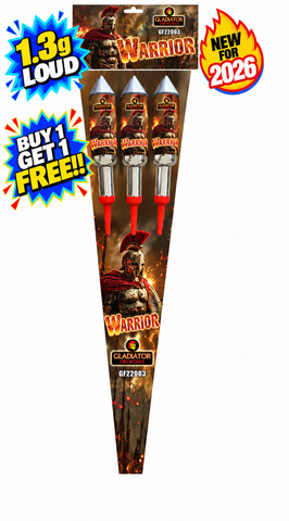 Warrior 3PCS Rocket Pack 1.3G By Gladiator Fireworks - BUY 1 GET 1 FREE!