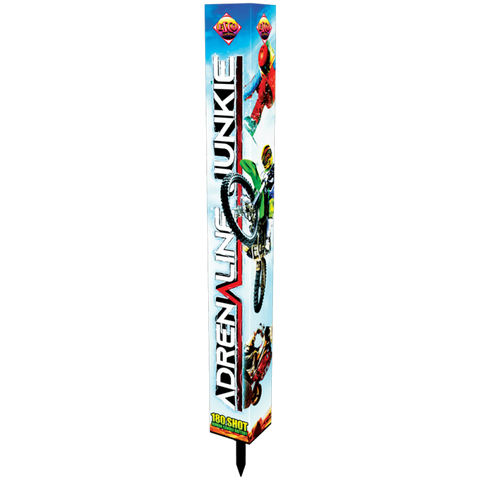 Adrenaline Junkie 180 Shot Roman Candle by Bright Star Fireworks- BUY 1 GET 2 FREE!