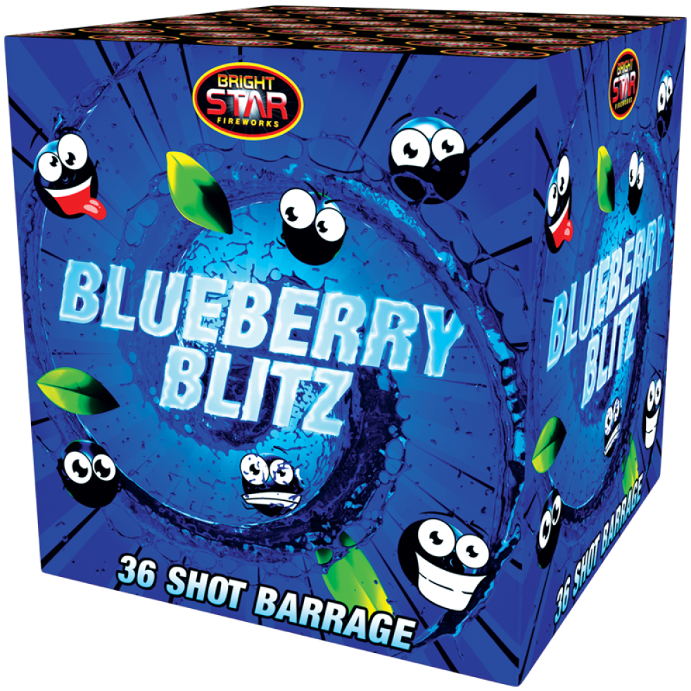 Blueberry Blitz Barrage 36 Shot 1.3G by Bright Star Fireworks - BUY 1 GET 1 FREE!