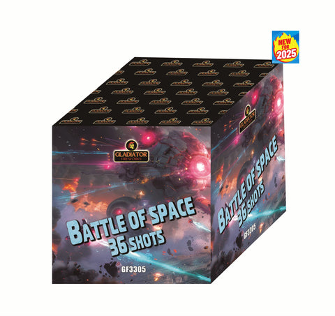 Battle Of Space 36 Shot Cake By Gladiator Fireworks - BUY 1 GET FREE!