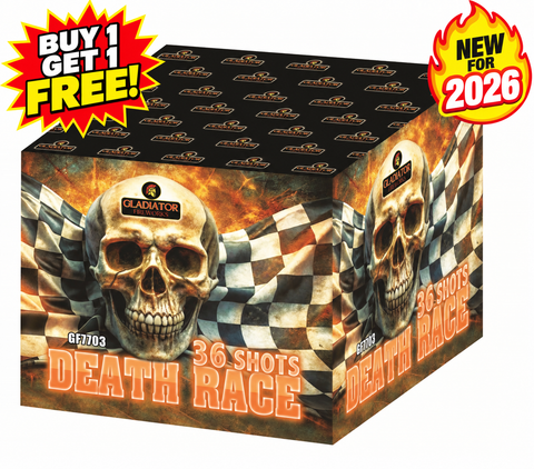 Death Race 36 Shot Cake 1.3G By Gladiator Fireworks - BUY 1 GET 1 FREE!