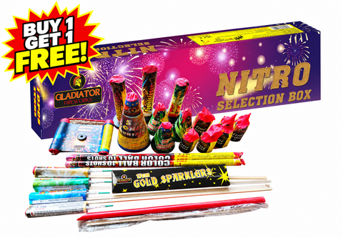 Nitro 19 Pc Selection Box By Gladiator Fireworks - BUY 1 GET 1 FREE!