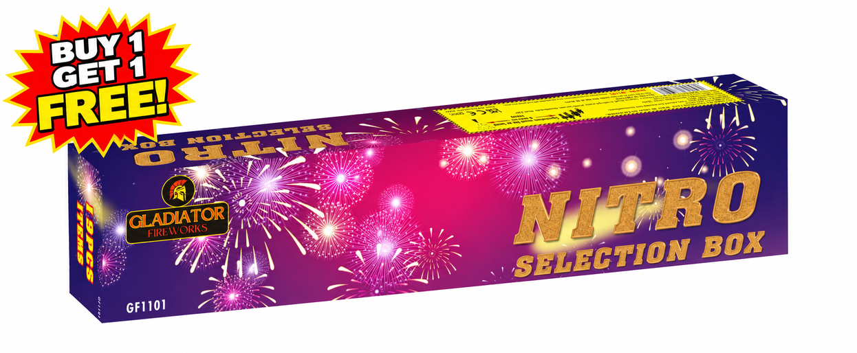 Nitro 19 Pc Selection Box By Gladiator Fireworks - BUY 1 GET 1 FREE!