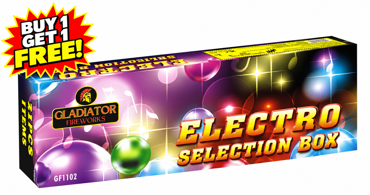 Electro 21 Pc Selection Box By Gladiator Fireworks - BUY 1 GET 1 FREE!