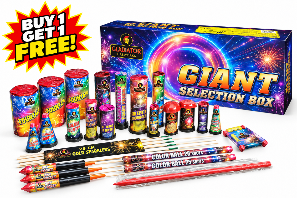 Giant 31 Pc Selection Box By Gladiator Fireworks - BUY 1 GET 1 FREE!