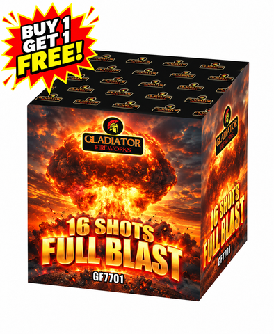 Full Blast 16 Shot 1.3G By Gladiator Fireworks - BUY 1 GET 1 FREE!