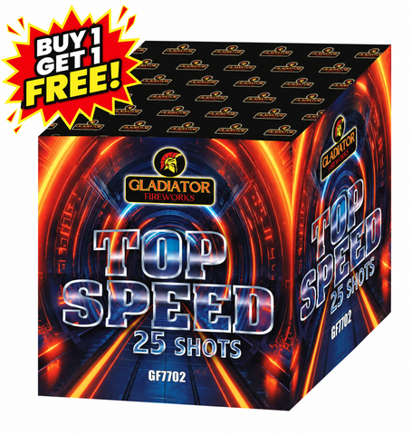 Top Speed 25 Shot Cake 1.3G By Gladiator Fireworks - BUY 1 GET 1 FREE!