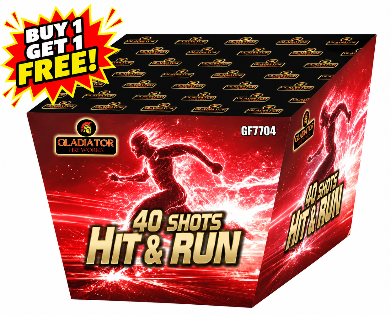 Hit & Run 40 Shot Cake 1.3G By Gladiator Fireworks -BUY 1 GET 1 FREE!