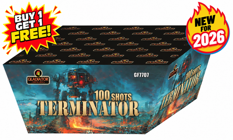 Terminator 100 Shot W, Z and Fan Barrage By Gladiator Fireworks - BUY 1 GET 1 FREE!