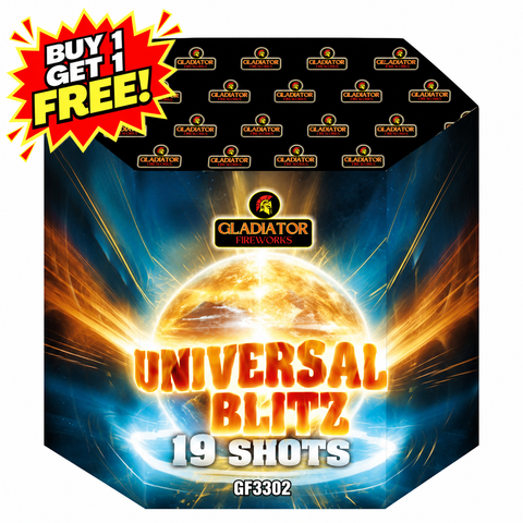 Universal Blitz 19 Shot Cake By Gladiator Fireworks - BUY 1 GET 1 FREE!