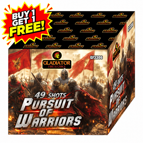 Pursuit Of Warriors 49 Shot Barrage By Gladiator Fireworks - BUY 1 GET 1 FREE!