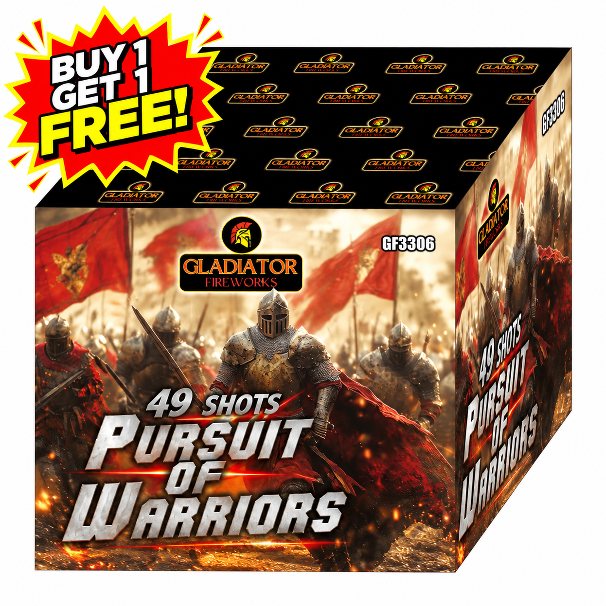 Pursuit Of Warriors 49 Shot Barrage By Gladiator Fireworks - BUY 1 GET 1 FREE!