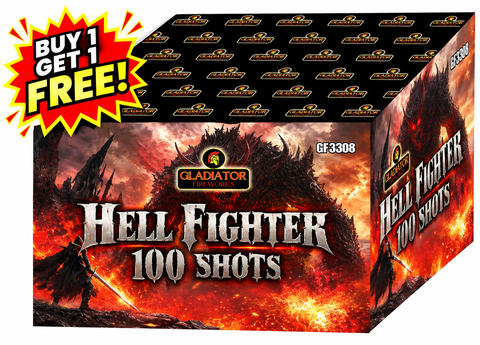 Hell Fighter 100 Shot Barrage By Gladiator Fireworks - BUY 1 GET 1 FREE!