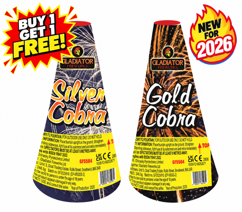 Silver & Gold Cobra 2 Assorted By Gladiator Fireworks - BUY 1 GET 1 FREE!