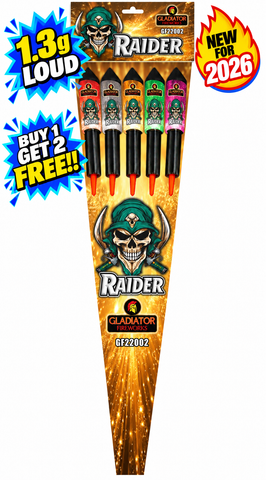 Raider 4PCS Rocket Pack 1.3G By Gladiator Fireworks - BUY 1 GET 2 FREE!!