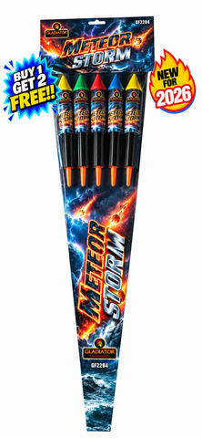 Meteor Storm 5PCS Rocket Pack By Gladiator Fireworks - BUY 1 GET 2 FREE!!