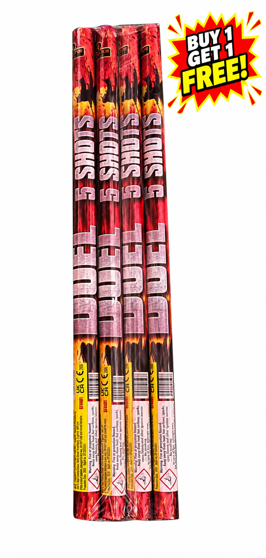 Duel 5 Shot Roman Candle 4 PCS Pack By Gladiator Fireworks -BUY 1 GET 1 FREE!