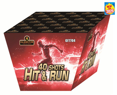 Hit & Run 40 Shot Cake 1.3G By Gladiator Fireworks -BUY 1 GET 1 FREE!