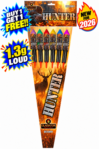 Hunter 6PC Rocket Pack 1.3G By Gladiator Fireworks - BUY 1 GET 1 FREE!!