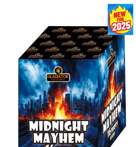 Midnight Mayhem 16 Shot Cake By Gladiator Fireworks - BUY 1 GET 1 FREE!