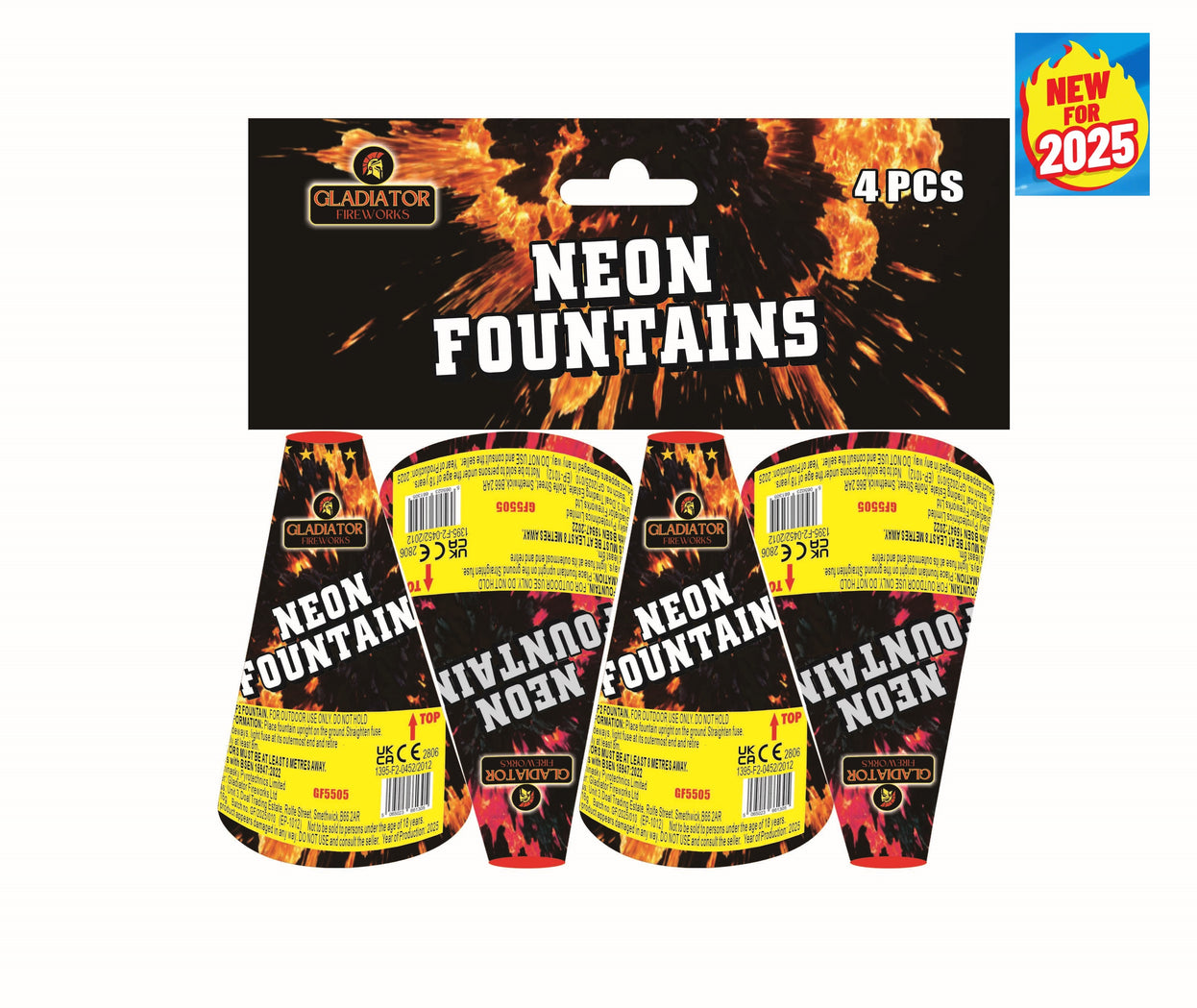 Neon Fountains 4PCS Pack By Gladiator Fireworks - BUY 1 GET 1 FREE! - COMING IN DECEMBER 2025!