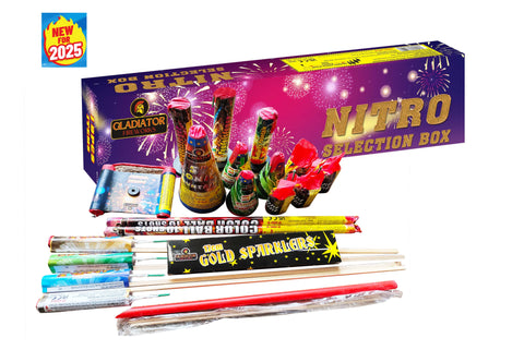 Nitro 19 Pc Selection Box By Gladiator Fireworks - BUY 1 GET 1 FREE!