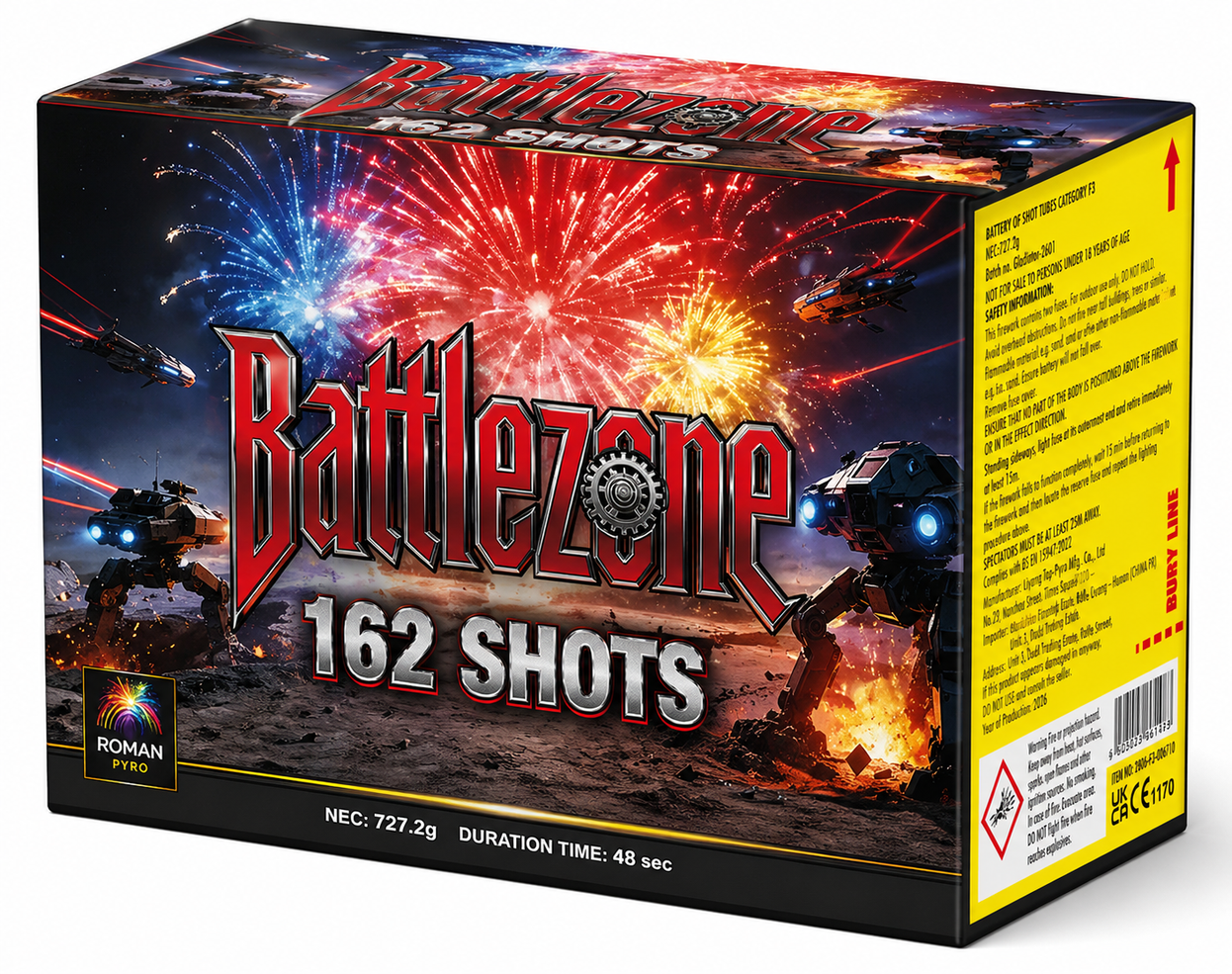 Battlezone 162 Shot Barrage By Roman Pyro - BUY 1 GET 1 FREE - NEW FOR 2026 - PRE-ORDER ARRIVES 26/10/2026