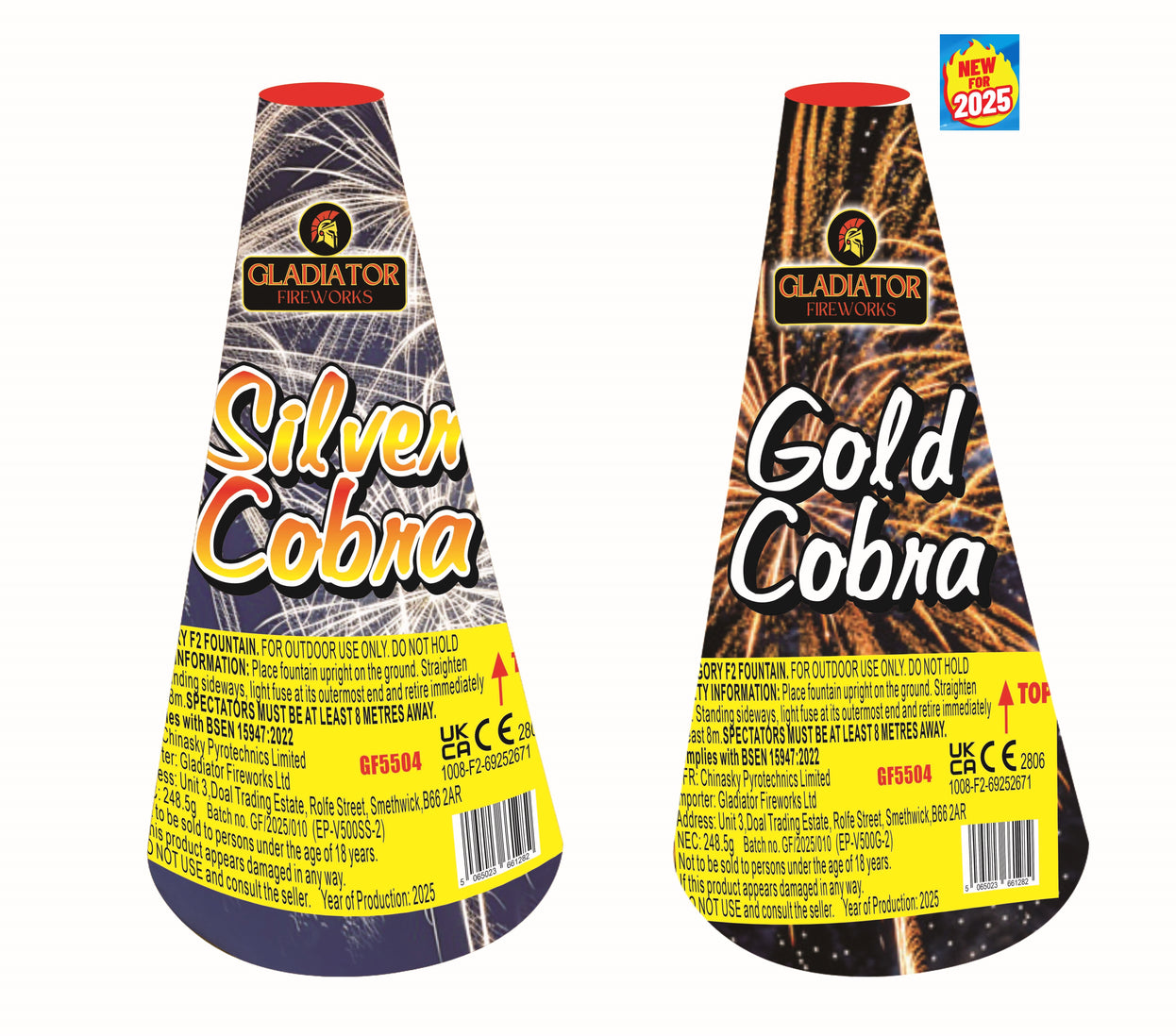 Silver & Gold Cobra 2 Assorted By Gladiator Fireworks - BUY 1 GET 1 FREE! - COMING IN DECEMBER 2025!