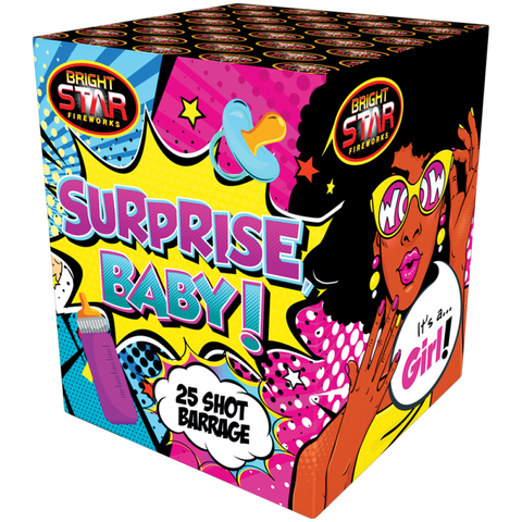 Surprise Baby Blue or Pink 25 Shot Barrage Gender Reveal by Bright Star Fireworks- BUY 1 GET 1 FREE!