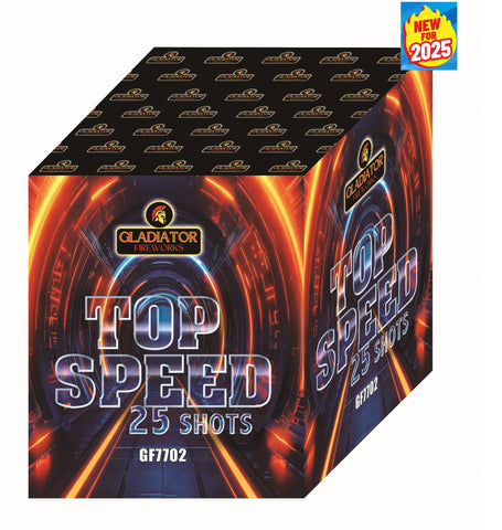 Top Speed 25 Shot Cake 1.3G By Gladiator Fireworks - BUY 1 GET 1 FREE!