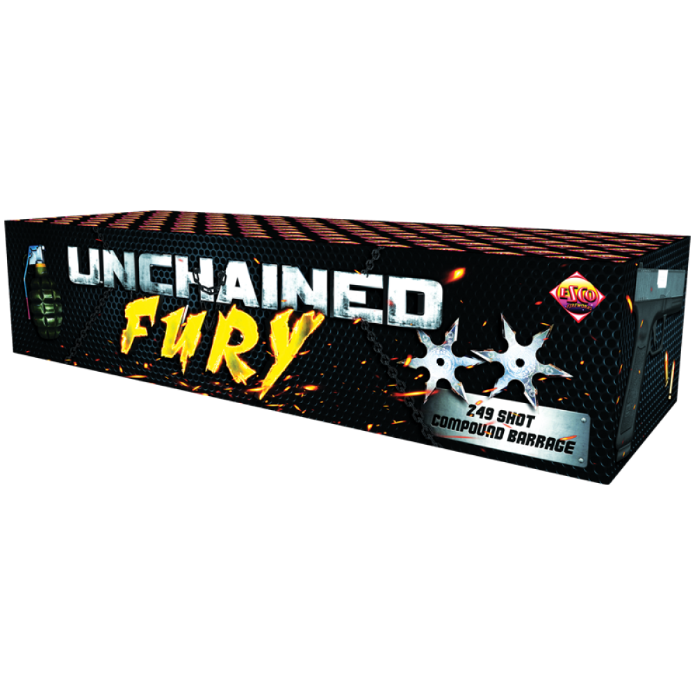 Unchained Fury Compound Barrage 249 Shot By Bright Star Fireworks - SALE!