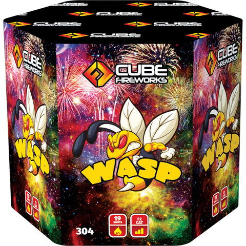 Wasp 19 Shot Crackling Barrage By Cube Fireworks - BUY 1 GET 1 FREE!