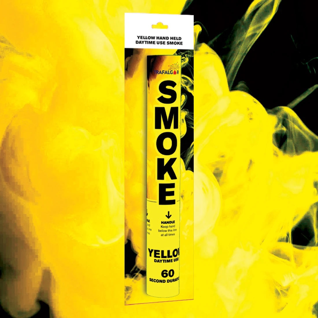 Yellow Smoke Flare By Trafalgar - Outdoor Daytime with Ring Pull Ignition