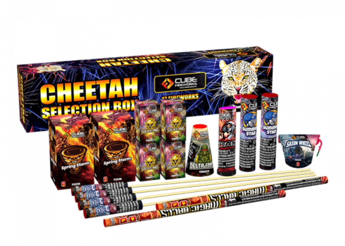 Cheetah or Mercury Selection Box 17 Pcs By Cube Fireworks - BUY 1 GET 1 FREE!